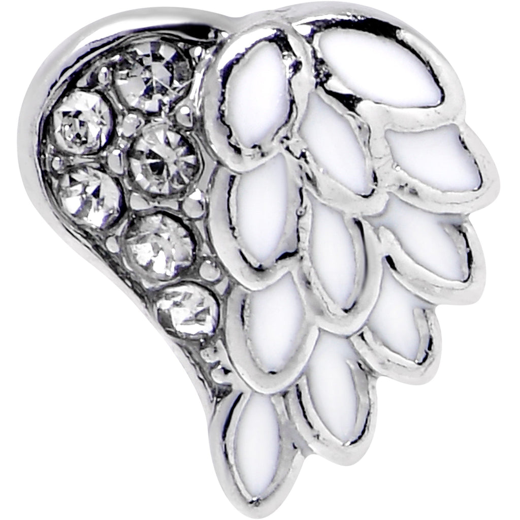 16G 5/16 Clear Gem Heavenly Heart Angel Wing White Labret Tragus