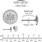16G 5/16 Clear Gem Heavenly Heart Angel Wing White Labret Tragus