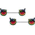 14G 9/16 Watermelon Cat Love Barbell Nipple Ring Set