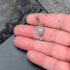 Clear Gem Celtic Knot Elegance Dangle Belly Ring