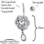 Clear Gem Celtic Knot Elegance Dangle Belly Ring