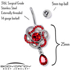Red Gem Celtic Knot Elegance Dangle Belly Ring