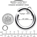 14G 1/4 316L Surgical Steel Precision Hinged Segment Hoop