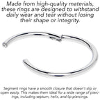 18G 7/16 316L Surgical Steel Precision Hinged Segment Hoop
