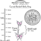 Pink Gem Fancy Fab Butterfly Double Mount Belly Ring