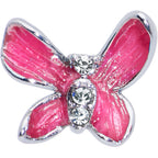 20G 5/16 Clear Gem Chunky Butterfly Pink Nose Hoop