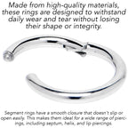 10G 3/8 316L Surgical Steel Precision Hinged Segment Hoop