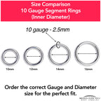 10G 3/8 316L Surgical Steel Precision Hinged Segment Hoop