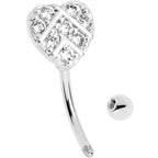 16G 5/16 Clear Gem Lattice Heart Curved Eyebrow Ring
