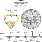 16G 5/16 Clear Gem Gold Tone Lattice Heart Cartilage Clicker