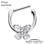 16G 5/16 Clear Gem Baroque Beauty Butterfly Cartilage Clicker