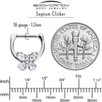 16G 5/16 Clear Gem Baroque Beauty Butterfly Cartilage Clicker