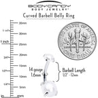 Opaque White Faux Pearl June Birthstone Double Mount Belly Ring