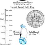 Aqua Blue Gem March Birthstone Double Mount Belly Ring
