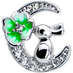 20G 7mm Clear CZ Gem Rabbit On The Moon Green Left Side Nose Screw