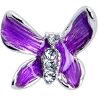 16G 1/4 Clear Gem Chunky Butterfly Purple Cartilage Tragus Earring