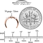 14G 5/16 Rose Gold Tone Pincher Crescent Taper