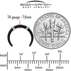 14G 3/8 Black Pincher Crescent Taper