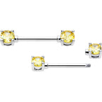 14G 9/16 Yellow CZ Gem November Birthstone Nipple Ring Set