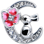 16G 1/4 Clear CZ Gem Rabbit on the Moon Pink Cartilage Earring