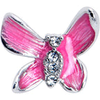 16G 1/4 Clear Gem Chunky Butterfly Pink Cartilage Tragus Earring