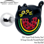 16G 1/4 Watermelon Cat Love Cartilage Tragus Earring