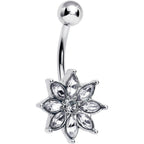 Clear Gem Flower Elegance Bloom Belly Ring