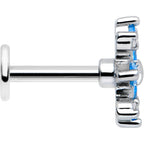 16G 1/4 Blue CZ Gem Classic Flower Flatback Stud