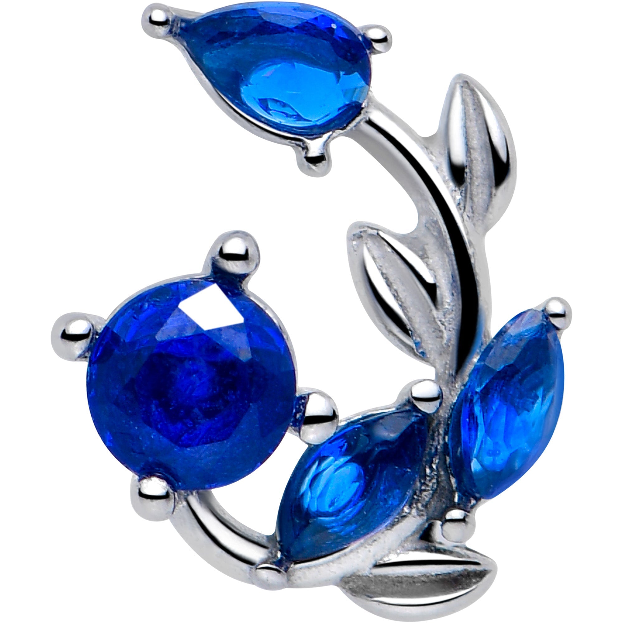 Blue Gem Twining Vine Barbell Tongue Ring