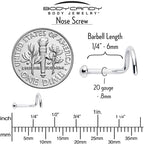 20G 1/4 ASTM F-136 Titanium Left Side Ball End Nose Screw