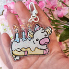 Icing the Birthday Cow! ~ Glitter Acrylic Keychain Charm