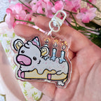 Icing the Birthday Cow! ~ Glitter Acrylic Keychain Charm