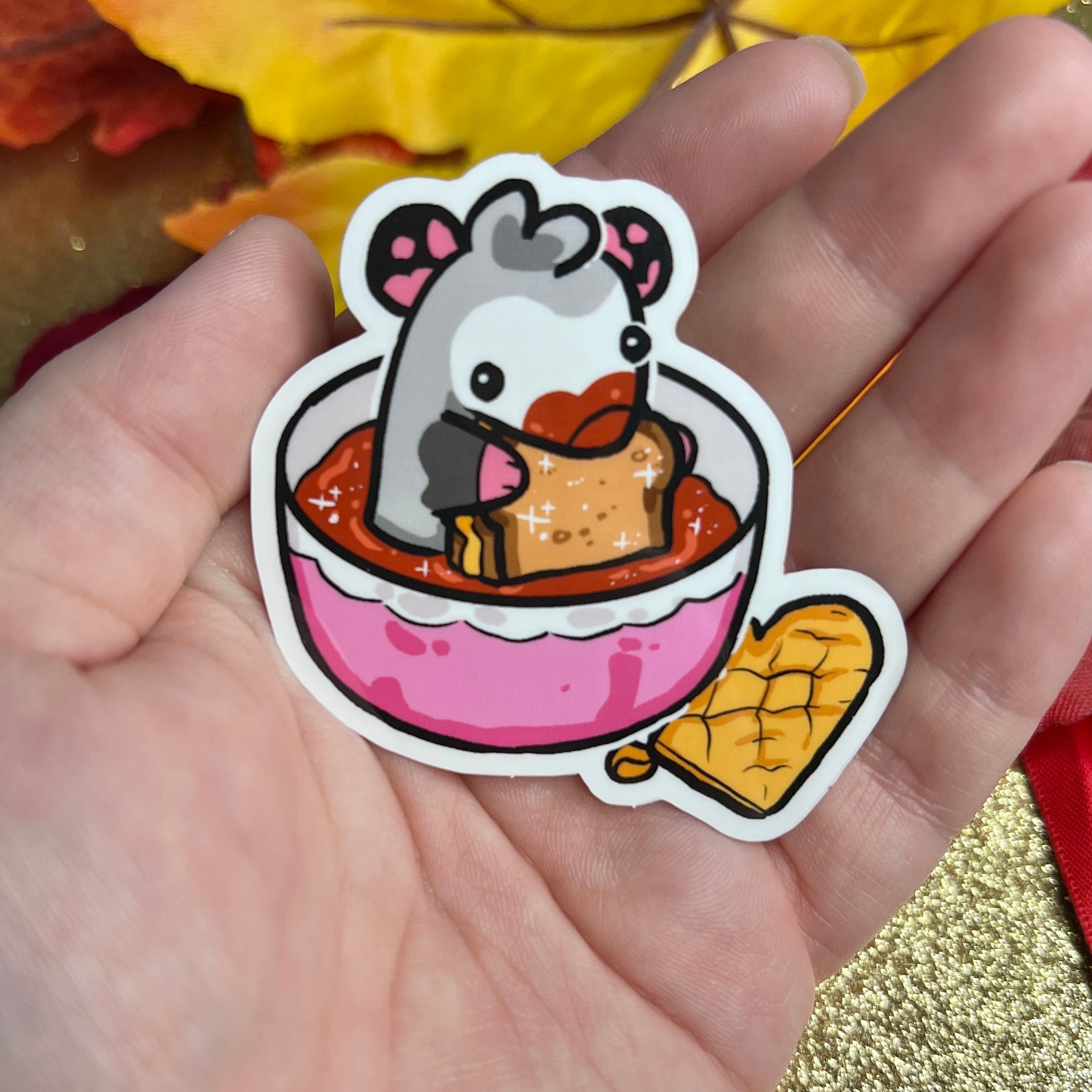 Grilled Cheese & Tomato Soup Opossum ~ Sticker