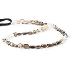 7mm Crystal Quartz and Smoky Quartz Faceted Oval Beads, 14 inch