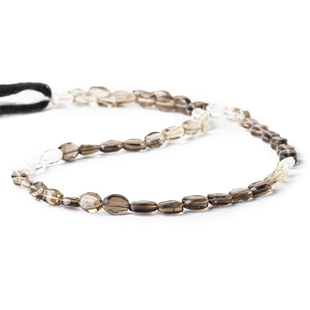 7mm Crystal Quartz and Smoky Quartz Faceted Oval Beads, 14 inch