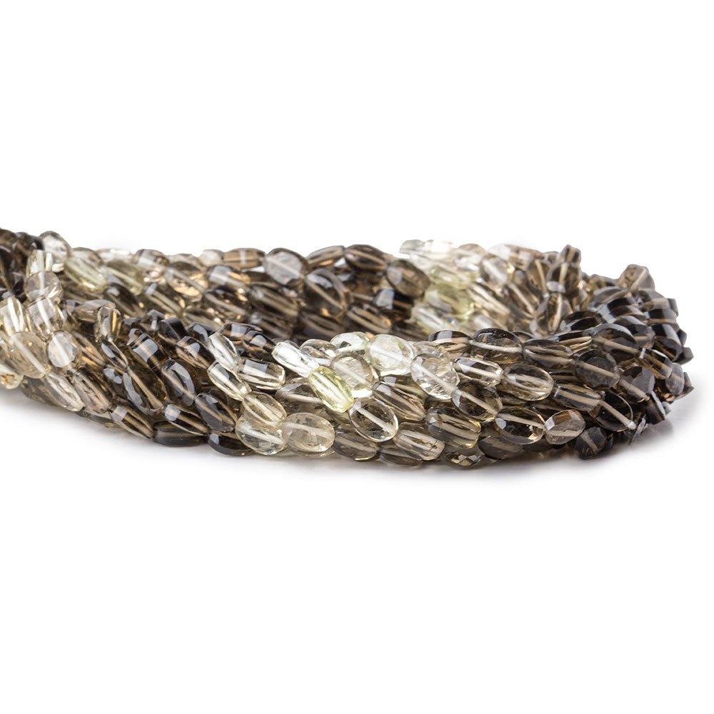 7mm Crystal Quartz and Smoky Quartz Faceted Oval Beads, 14 inch