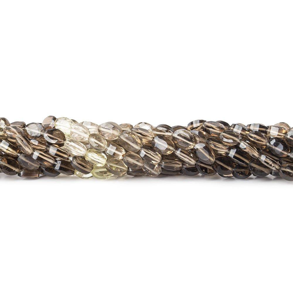 7mm Crystal Quartz and Smoky Quartz Faceted Oval Beads, 14 inch