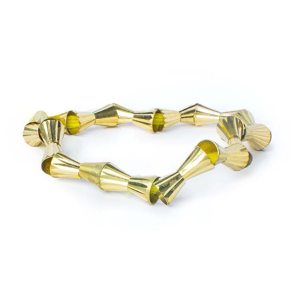 7mm Brass Fluted Cone Beads 8 inch 25 beads