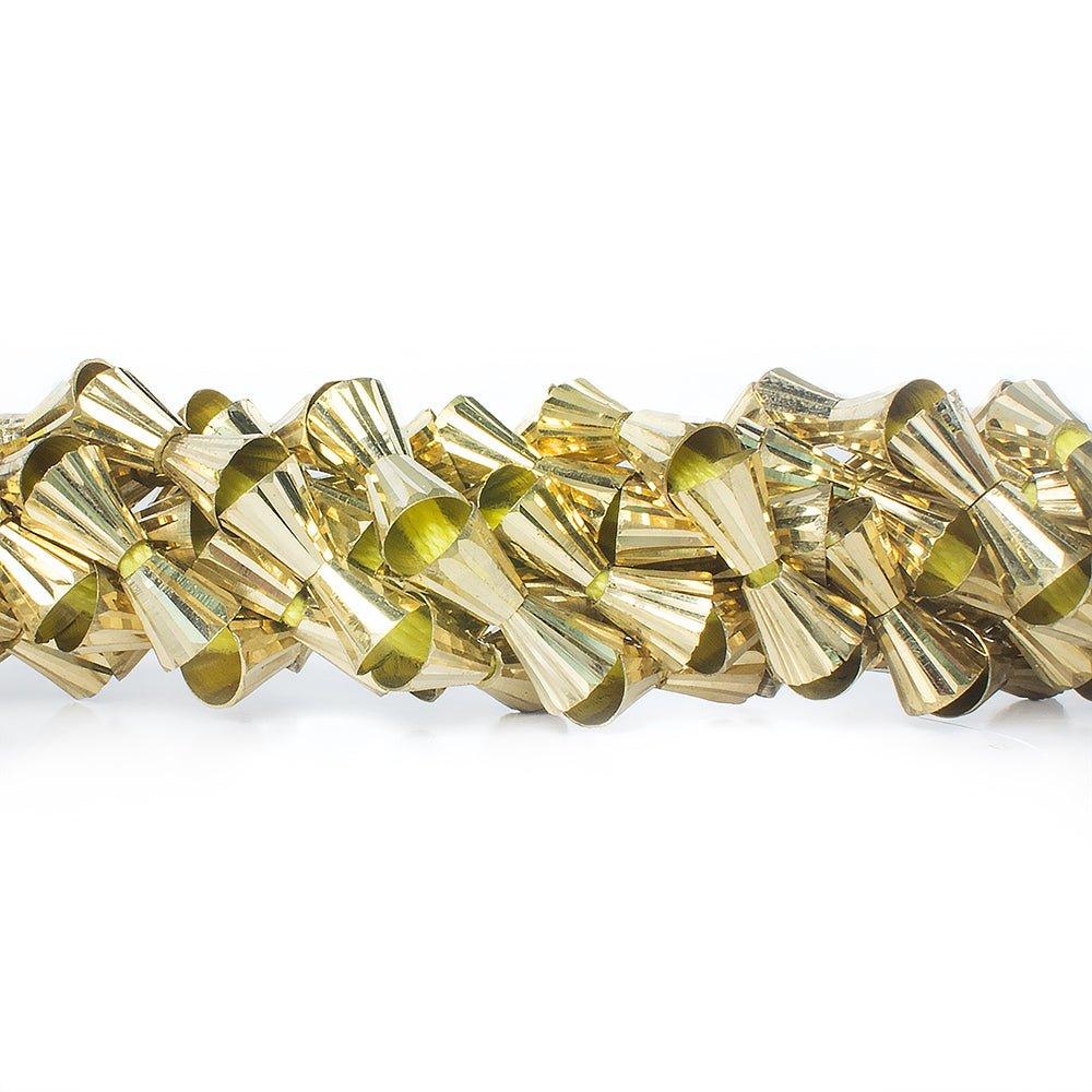 7mm Brass Fluted Cone Beads 8 inch 25 beads