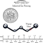 14G Clear Gem Black Constellation Style Project Bar 32mm