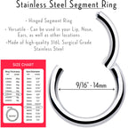 10G 9/16 316L Surgical Steel Precision Hinged Segment Hoop