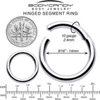 10G 9/16 316L Surgical Steel Precision Hinged Segment Hoop