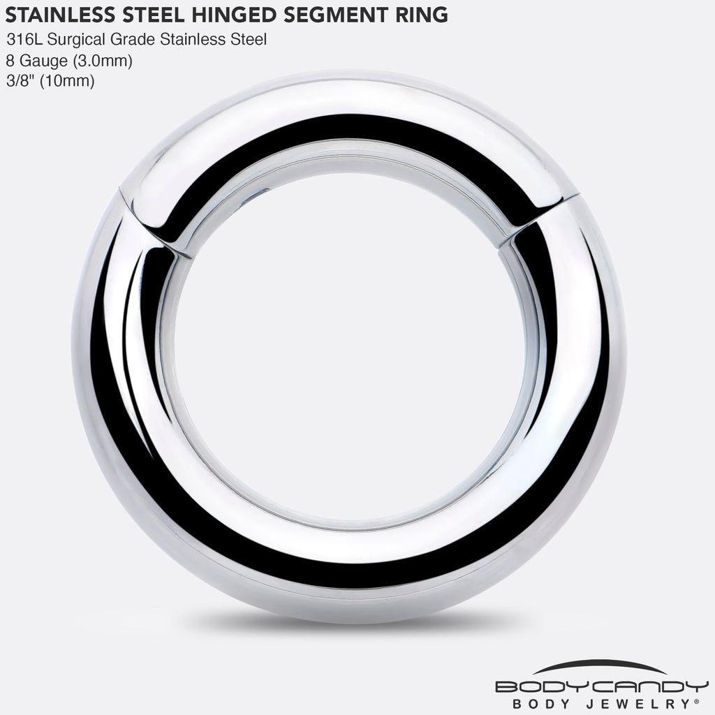 8G 3/8 316L Surgical Steel Precision Hinged Segment Hoop