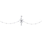 Clear CZ Gem Glam Butterfly Faux Pearl Dangle Belly Ring Belly Chain