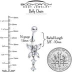 Clear CZ Gem Glam Butterfly Faux Pearl Dangle Belly Ring Belly Chain