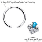 16G 3/8 Blue Gem Style Simplicity BCR Captive Ring