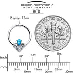 16G 3/8 Blue Gem Style Simplicity BCR Captive Ring