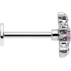 16G 5/16 Pink CZ Gem Glam Snowflake Labret Monroe Tragus