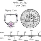 16G 5/16 Pink CZ Gem Glam Snowflake Cartilage Clicker