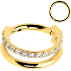 Titanium Double Hoop Hinged Segment Ring Micro Gem -16G 5/16